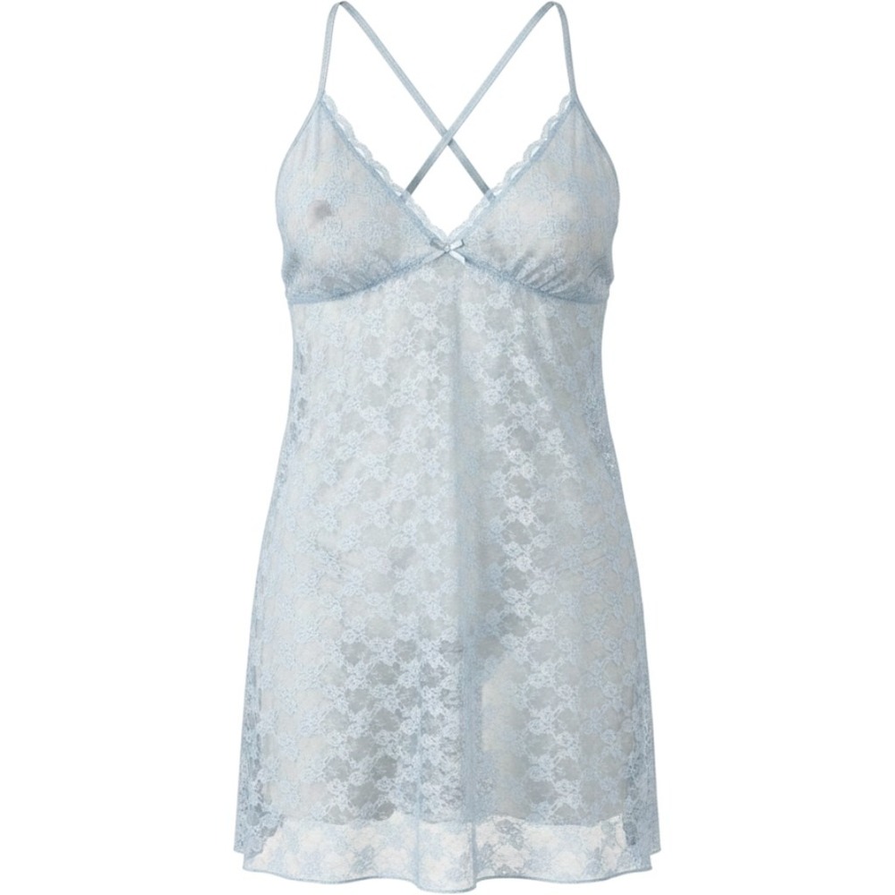 Apt.‎ 9 Blue Floral Sheer Lace Babydoll Chemise Women XXL Coquette Romantic Soft